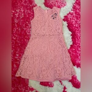 Elegant Pink Floral Lace Kids Dress